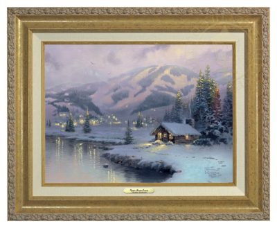 Olympic Mountain Evening - Canvas Classic (Gold Frame)