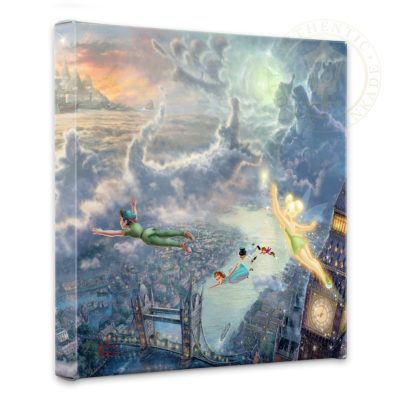 Tinker Bell and Peter Pan Fly to Neverland - 14" x 14" Gallery Wrapped Canvas