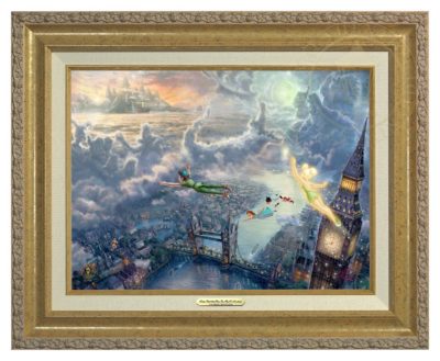 Tinker Bell and Peter Pan Fly to Neverland - Canvas Classic (Gold Frame)