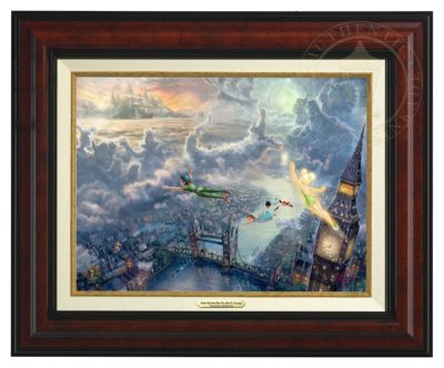 Tinker Bell and Peter Pan Fly to Neverland - Canvas Classic (Burl Frame)