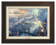 Tinker Bell and Peter Pan Fly to Neverland - Canvas Classic (Espresso Frame)