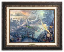 Tinker Bell and Peter Pan Fly to Neverland - Canvas Classic (Aged Bronze Frame)
