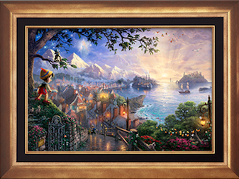 Pinocchio Wishes Upon A Star by Thomas Kinkade 28 x 42 Double Signed International Proof 