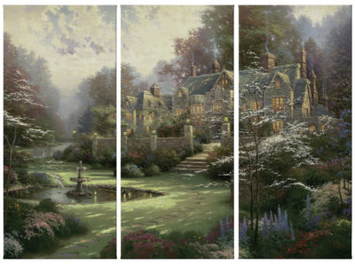 Gardens Beyond Spring Gate - 36" x 16" (Set of 3 Panels) Triptych Giclee Canvas (Set of Three)