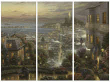 San Francisco, Lombard Street - 36" x 16" (Set of 3 Panels) Triptych Giclee Canvas (Set of Three)