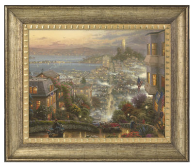 San Francisco, Lombard Street - 16" x 20" Brushstroke Vignette (Burnished Gold Frame)