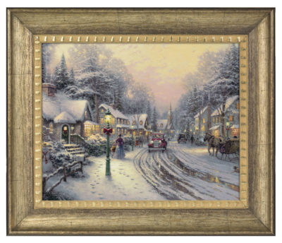 Village Christmas - 16" x 20" Brushstroke Vignette (Burnished Gold Frame)