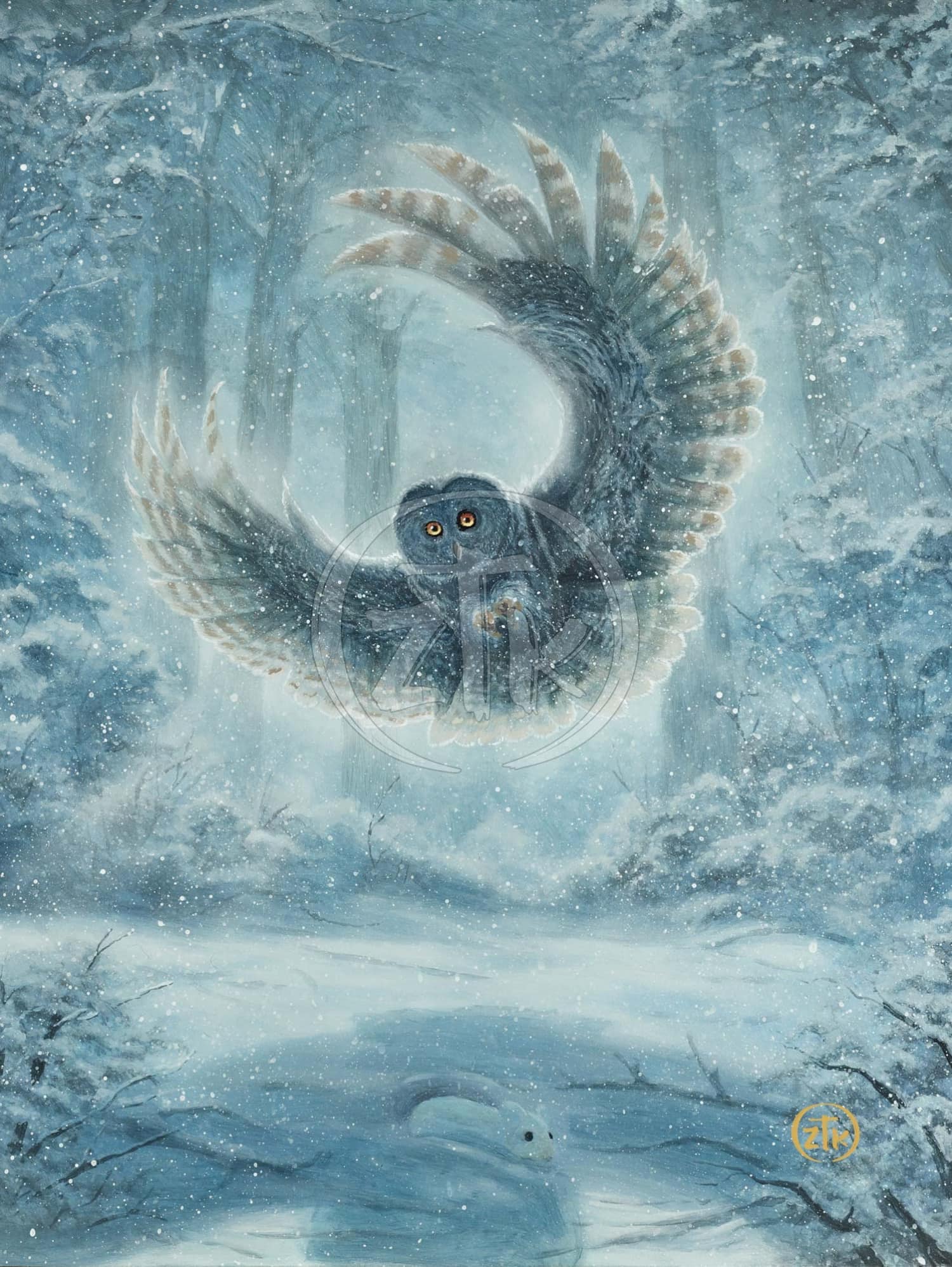 Snowy Owl painting by Zac Kinkade